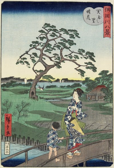 Despejando el clima en el pueblo de Sekiya, noviembre de 1861 de Hiroshige II